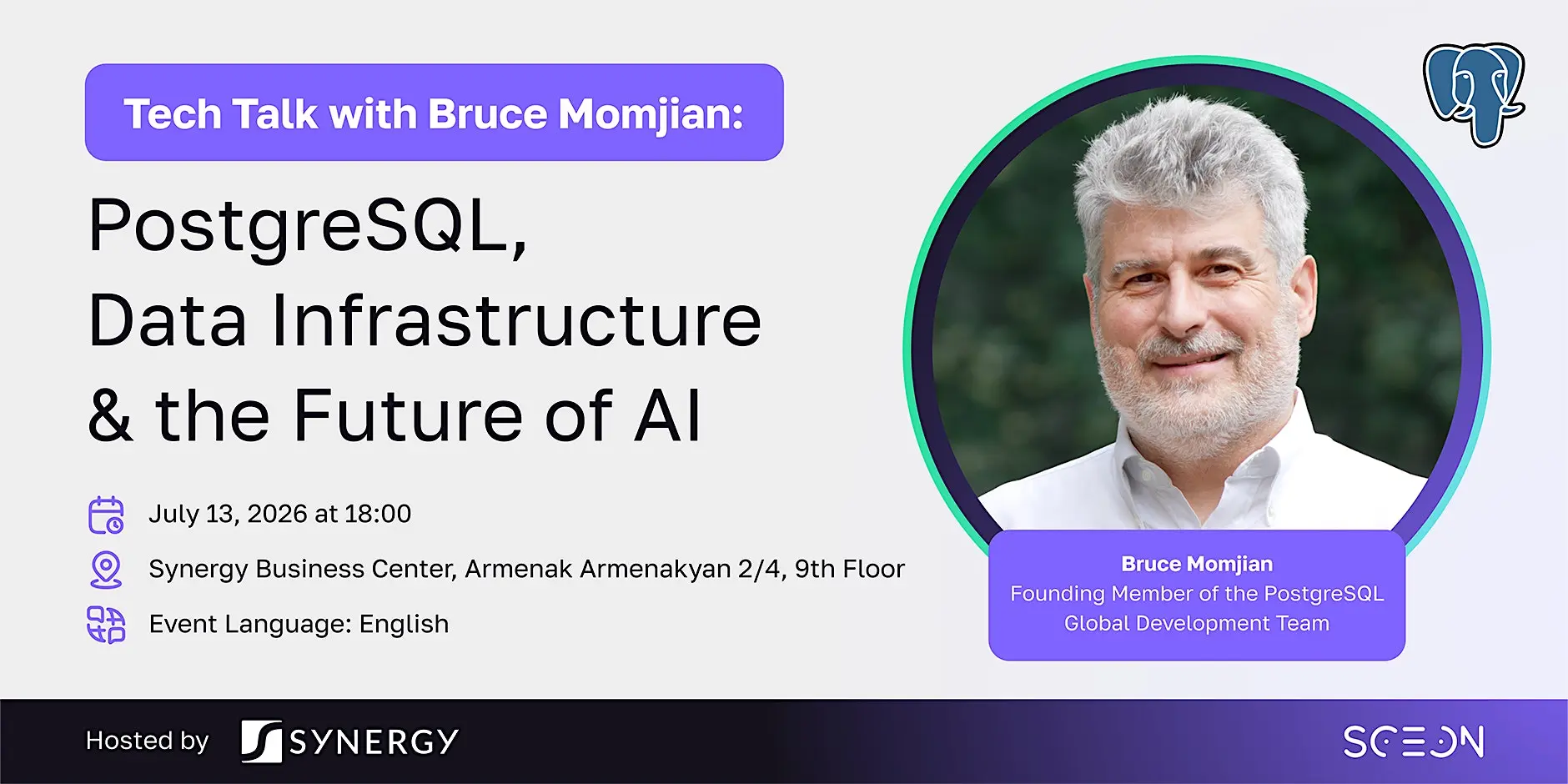 Tech Talk with Bruce Momjian: PostgreSQL, Data Infrastructure & the Future — Career event Armenia